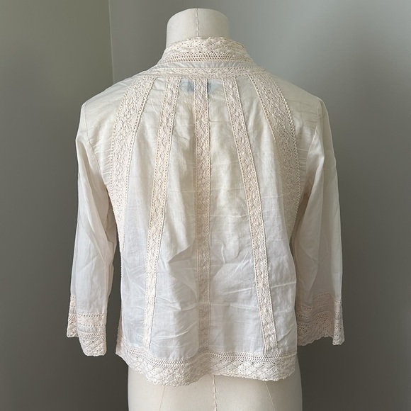 Atmosphere Cream Lace Accent Lightweight Cardigan - Picture 6 of 9